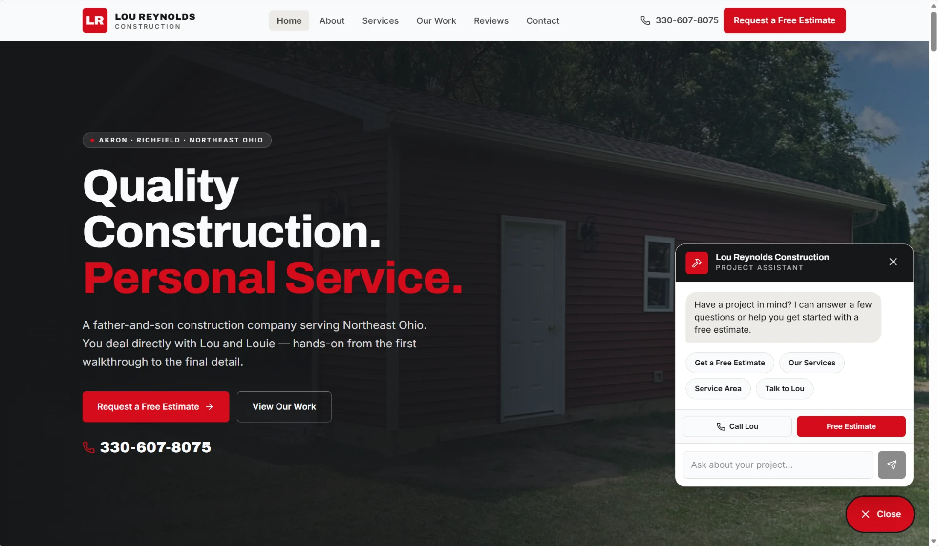 Lou Reynolds Construction website designed by Ascendr Digital