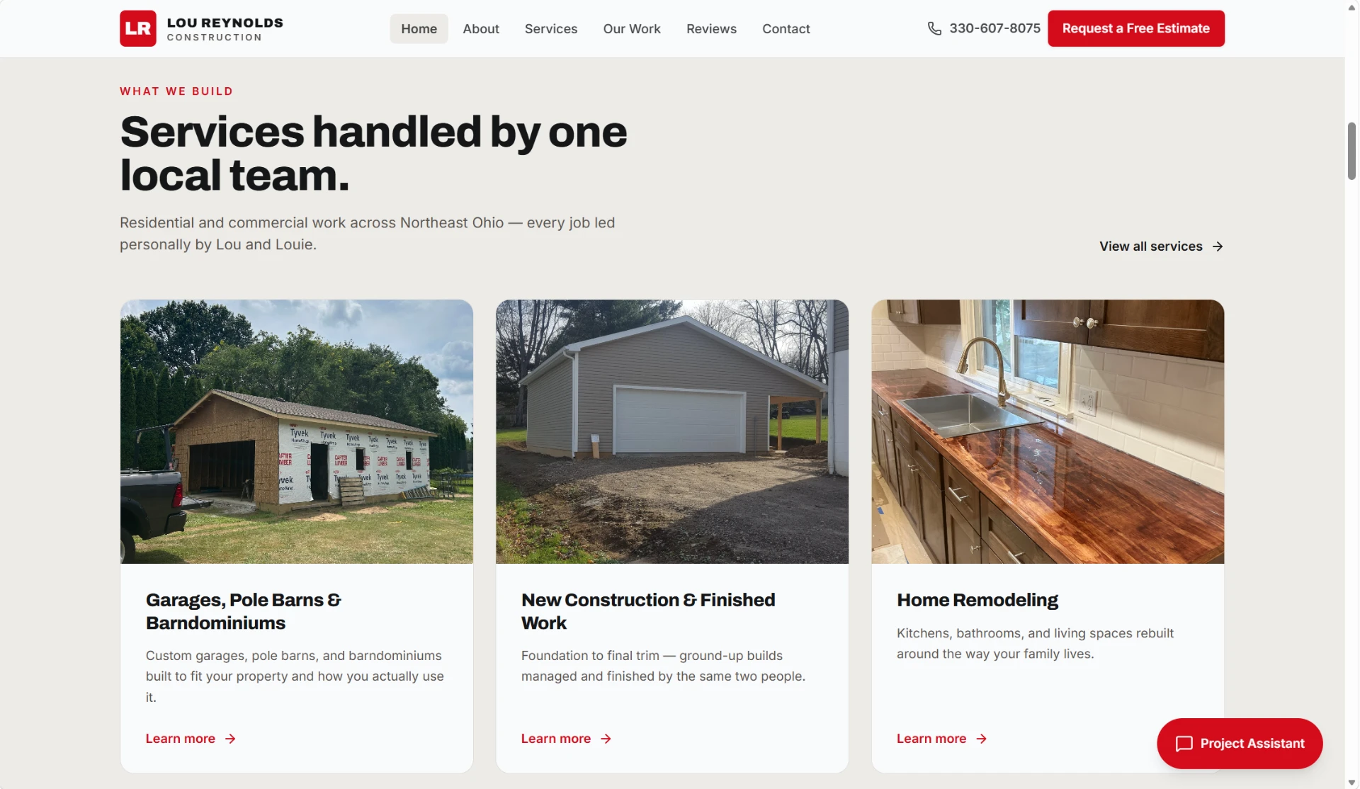 Lou Reynolds Construction website designed by Ascendr Digital