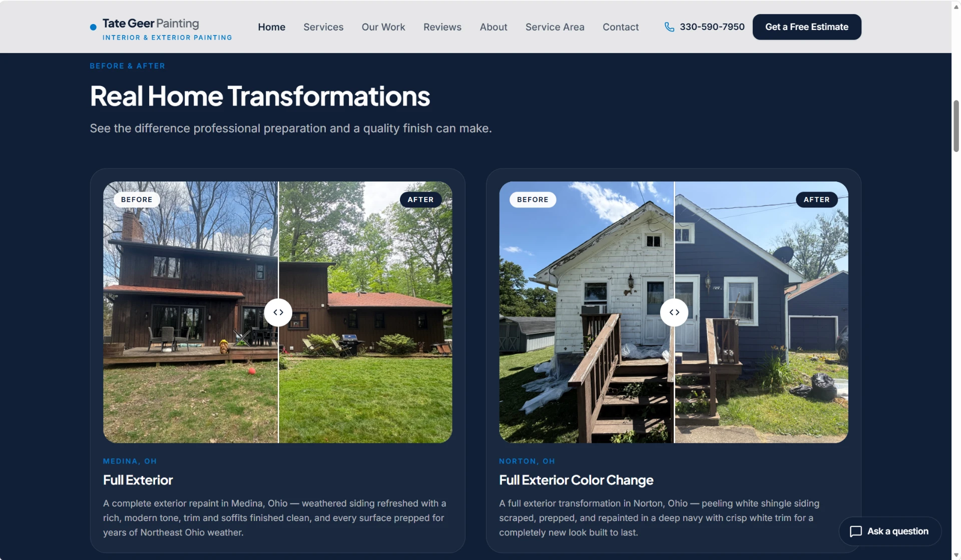 Tate Geer Painting website designed by Ascendr Digital