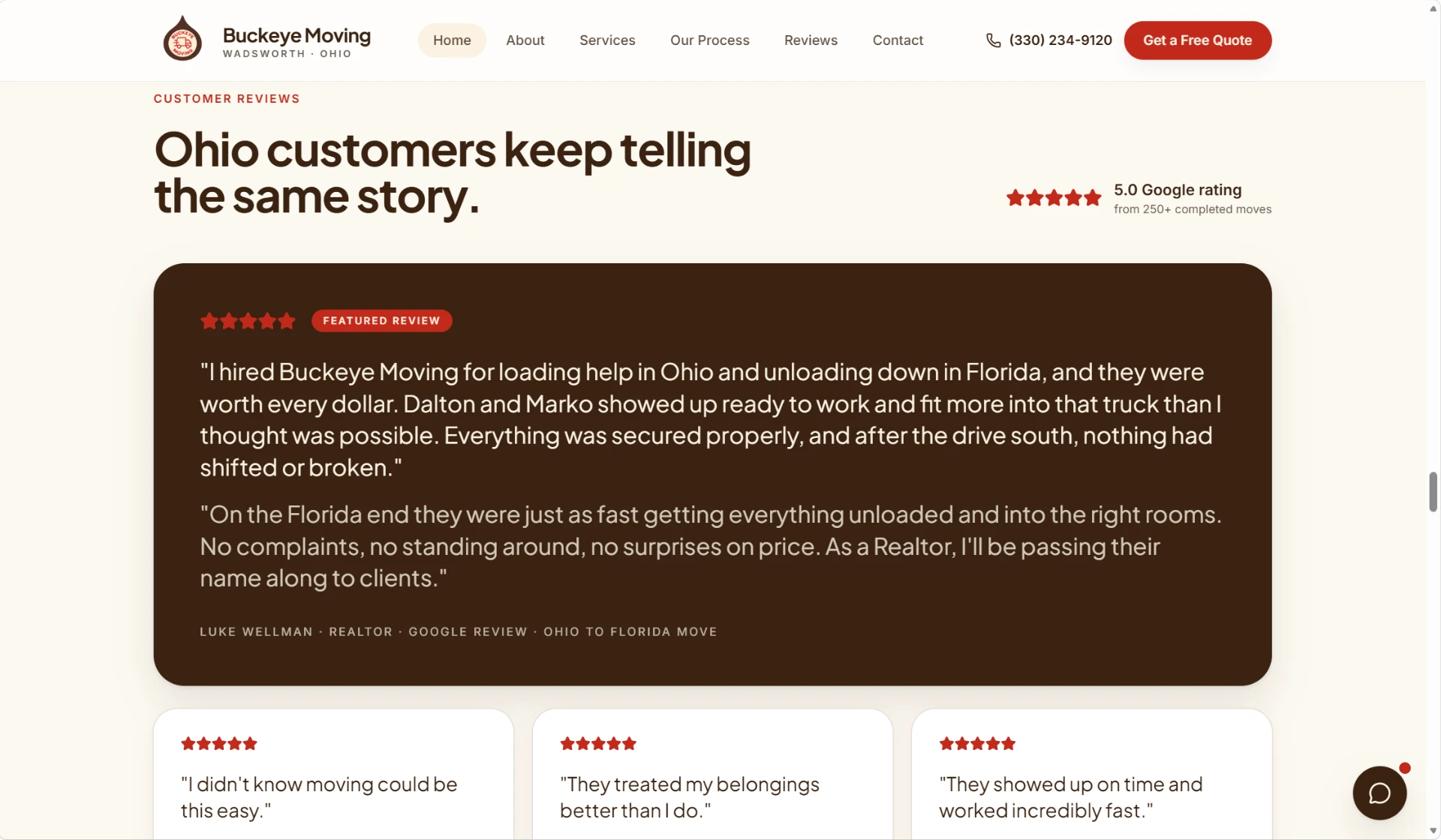 Buckeye Moving website designed by Ascendr Digital