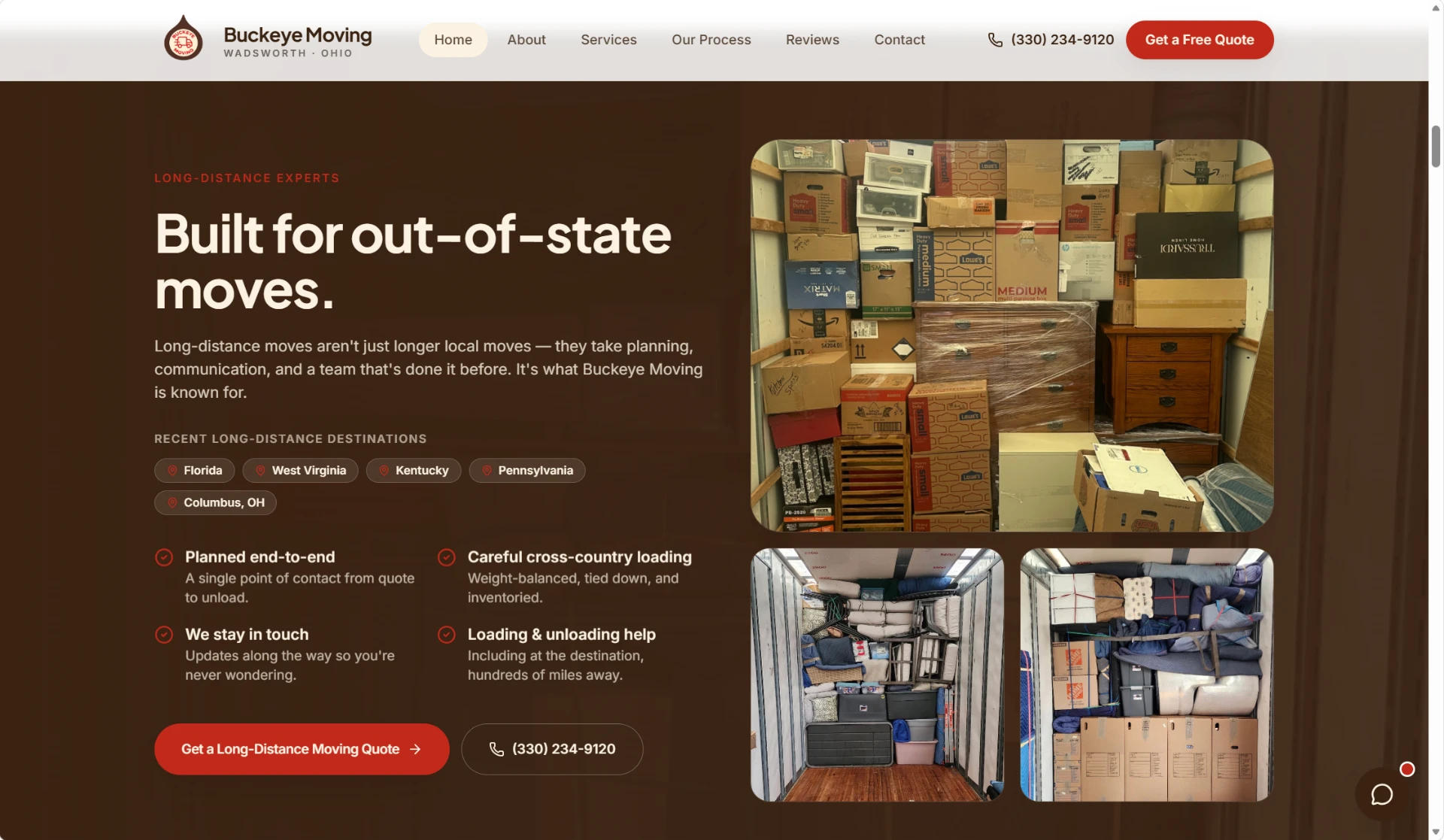 Buckeye Moving website homepage designed by Ascendr Digital